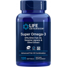 Super Omega-3 EPA/DHA Fish Oil, Sesame Lignans & Olive Extract 120 softgels