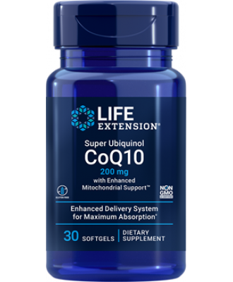 Super Ubiquinol CoQ10 com Suporte Mitocondrial Aprimorado 200 mg, 30 cápsulas
