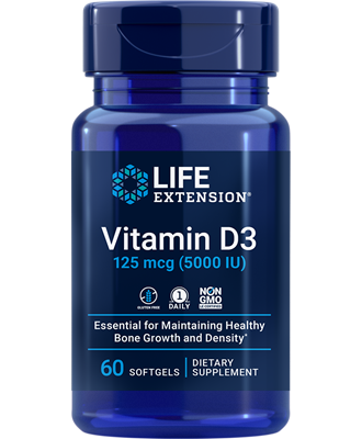 Vitamina D3 125 mcg (5000 UI), 60 cápsulas